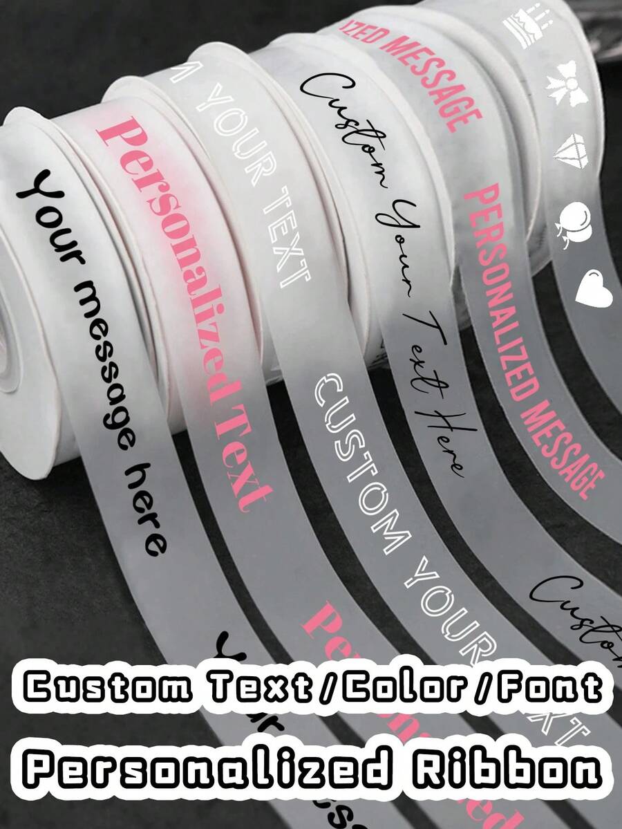 25mm Customized Satin Ribbon, Personalized DIY Ribbon For Gift Wrapping, Birthday, Wedding, Anniversary, Ribbon Bow Decor, School Supplies, Back To School Season
