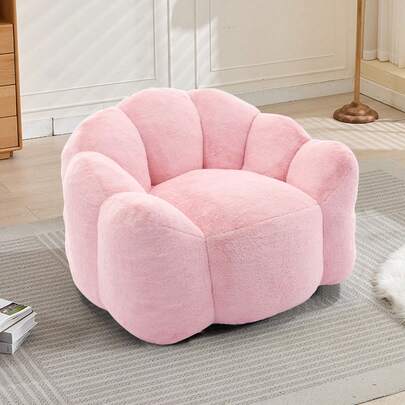 Compact Lotus-Shaped Sofa, Adult-Sized Seat, With Short-Pile Upholstery. Ready To Use Without Assembly And Easy To Move, Suitable For Living Rooms, Bedrooms, And Other Environments.