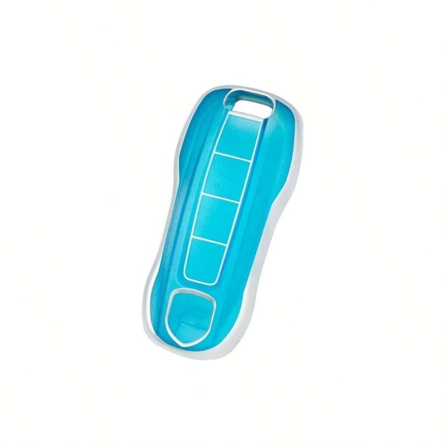 Key Fob Case Cover Compatible With TAYCAN 3 4 Button Keyless Entry Remote TPU Transparency Frosted Key - 3 Button + Transparency Frosted Blue - View 1