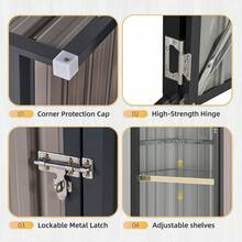 AOXUN 3'x2' Metal Storage Shed With 2 Adjustable Shelves, Small Lockable Tool Cabinet For Garden, Patio & Backyard Organization, Brown - A - View 6