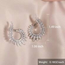 Hoa tai bằng đồng đính đá Cubic Zirconia sang trọng, thời trang và lấp lánh, kiểu dáng cổ điển dành cho người nổi tiếng, thích hợp cho các bữa tiệc và đám cưới. - E1418-1 - Xem 4