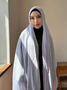 Khăn trùm đầu Hijab bằng vải organza bóng mượt, nhẹ, thoáng khí, trang trí chuỗi hạt cườm thanh lịch, phù hợp cho mặc hàng ngày, kín đáo, dự tiệc, đi biển và nghỉ lễ. - Nhiều màu - Xem 1