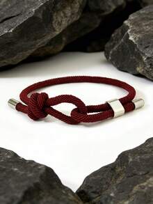 1pc Men's Nylon Rope Bracelet, Retro Minimalist Style, Adjustable Knot, Suitable For Daily Wear, Gift For Boyfriend - Infinite Knot Bracelet - View 8