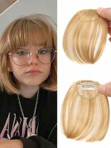 Clip-On Bangs Without Sideburns, Synthetic Straight Bangs, High-Temperature Fiber Wig, Upturned Bangs - 2 - View 10