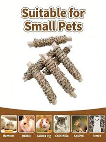 1根天然海藻和甜竹制成的兔子磨牙棒玩具，适合兔子、豚鼠、龙猫、仓鼠等小型宠物作为磨牙玩具和零食。 - 查看 4