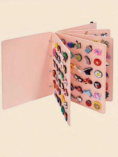 1 pieza Álbum de almacenamiento de decoración de zapatos con hojas sueltas desmontables de fieltro, accesorio para el cabello de niños, estante portátil para exhibir joyas de viaje