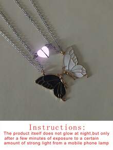 ATLVXJL Set de 2 collares con colgante de corazón y mariposa que brillan en la oscuridad para pareja/amistad, joyería casual adecuada para uso diario y regalo del Día de San Valentín - Multicolor - Ver 10