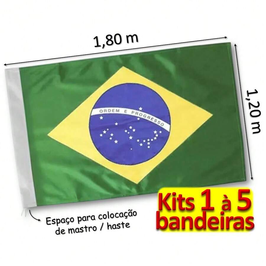 Kits 1 à 5 Bandeiras do Brasil Grande Tecido 1,20m x 1,80m