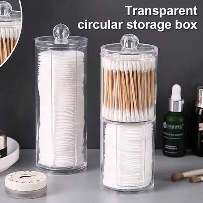 1pc Acrylic Cotton Swab Makeup Storage Box, Makeup Pad Organizer, Portable Makeup Pad Holder