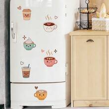 1/4 Set Cute Cartoon Coffee Cup Wall Stickers, Removable Self-Adhesive Waterproof Decals For Kitchen, Cafe, Coffee Bar, Dessert Shop And Home Decor - Coffee Wall Stickers - View 8