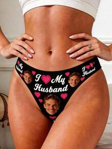 1pc Customized Face Print T-Back Panty, Personalized Photo Underwear, Women's Funny Heart Print Panty, Customized Gift For Wife/Girlfriend, Anniversary/Valentine's Day Gift - Multicolor - View 5