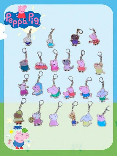 Peppa Pig 2/3/6个装小猪佩奇亚克力卡通钥匙扣书包衣服挂件派对装饰挂件，送给好朋友的最佳节日礼物，派对氛围装饰，完美派对装饰，家居装饰，完美房间装饰，圣诞礼物，情人节礼物，适合生日庆祝的理想朋友礼物，女士纪念品，可爱美学，情人节礼物，装饰品，家居装饰，情人节礼物