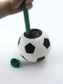 1pc Black & White Soccer Shaped Dual-Hole Pencil Sharpener, Pencil Sharpener And Eraser Set, Suitable For School And Soccer Fans - Football. - View 3