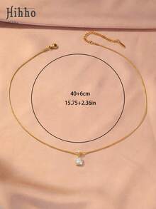 Hihho 1 chiếc dây chuyền hình xương rắn vuông đính đá Zirconia, kiểu dáng tối giản sang trọng, phù hợp cho cả đi làm hàng ngày và giúp nâng tầm phong cách. - viên đường - Xem 7