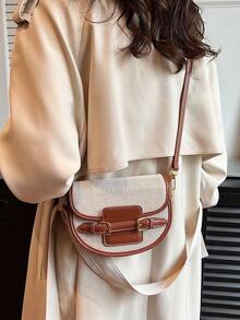 Fashionable Versatile Contrast Color Casual Tote Bag For Women - Brown - View 4