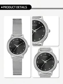 Guess 女士石英模拟腕表 - 34毫米银色不锈钢表壳和表链，银色表盘，双色不锈钢表带，30米防水，时尚配饰 - GW0404L3 - 銀色 - 查看 6