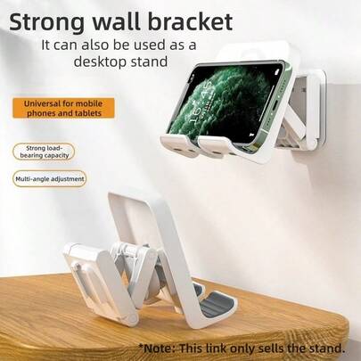 4 Stück 2026 Neue Wandhalterung für Handys, ohne Bohren, faltbar und verstellbar, Doppelnutzung für Badezimmer, Küche, Schreibtisch, universell für Handys und Tablets