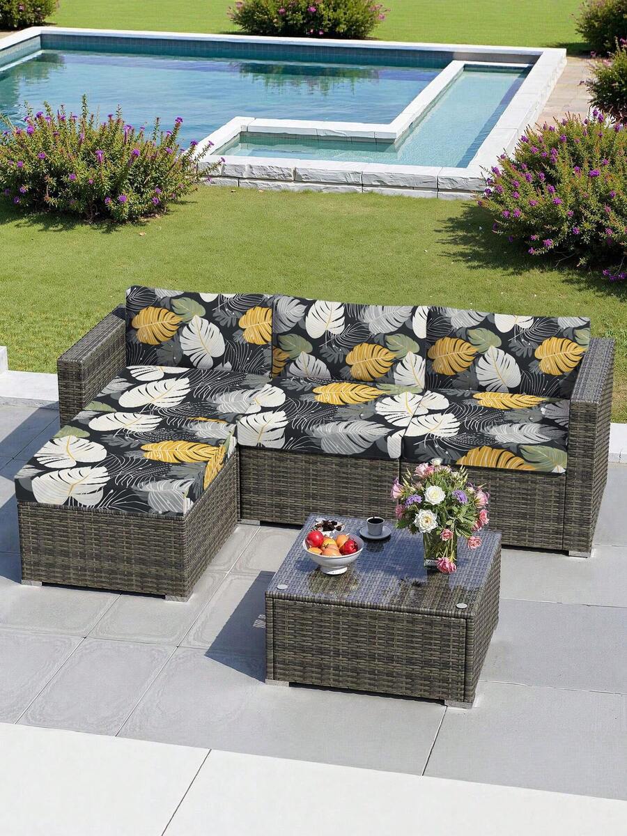 1pc Tropical Rainforest Leaf Print Milk Silk Sofa Cover, High Elasticity Dust-Proof Removable Washable All-Season Sofa Slipcover, Suitable For Patio, Garden, Poolside And Various Occasions, Single Piece Sold Not Set Sofa Protector