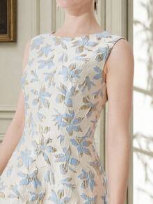 Luxury Jacquard Weave Sleeveless Party Dress For Women, Wedding Guest Dress, Prom Dress - Multicolor - View 5