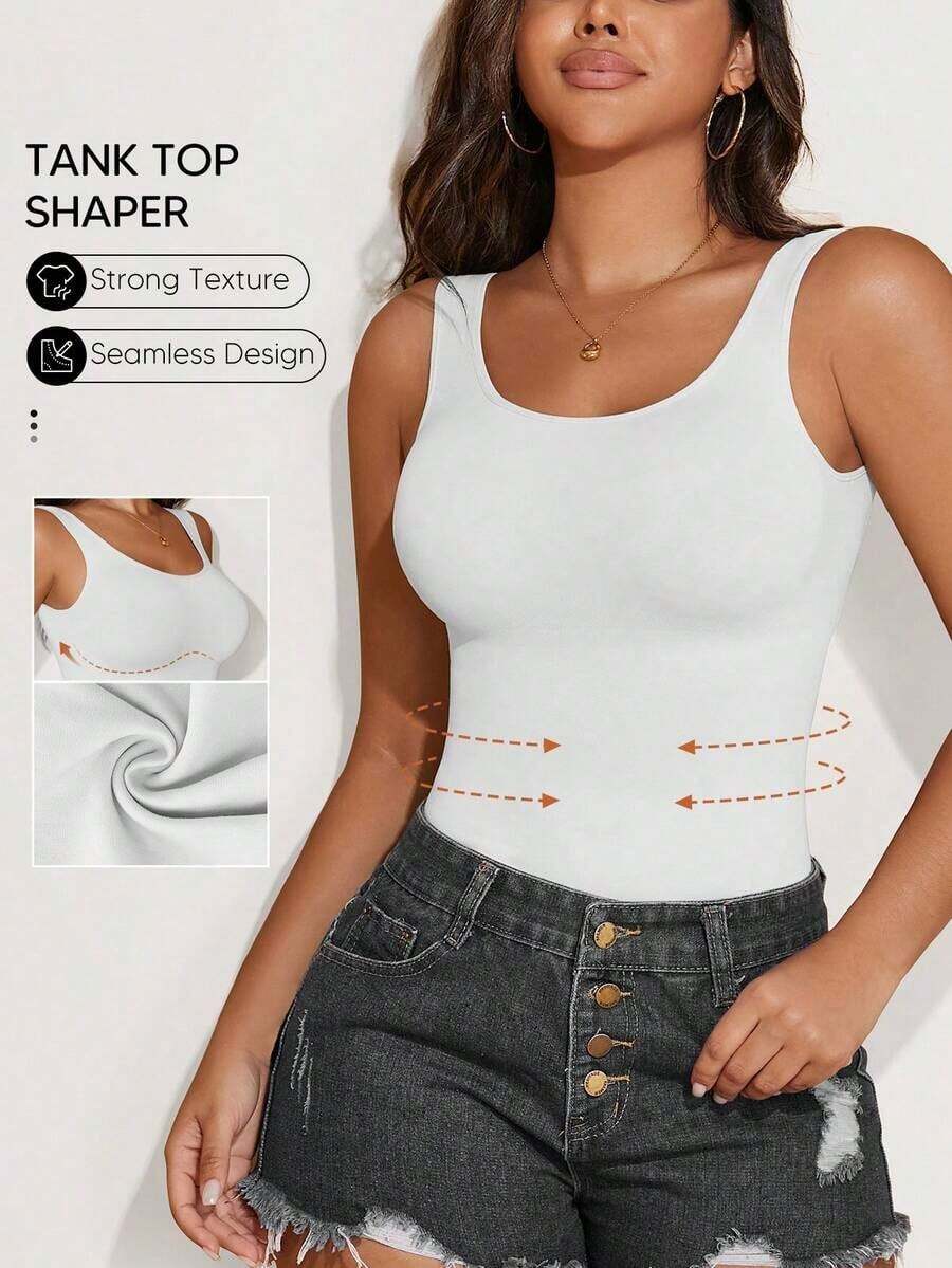 1pc Women's Sleeveless Top, Slimming Shaping, Breathable Soft, Shapewear, Essential Outings, Y2K Style - 白色 - 查看 1