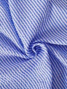 Young Girl Floral Strap Casual Loose Sleeveless A-Line Striped Sundress, Suitable For Holiday Beach, Summer - Blue - View 5