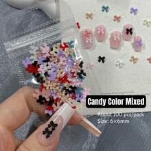 100 peças/300 peças por saco Laços de resina sólida multicoloridos fofos, adequados para arte de unhas DIY e manicure em resina - inodoros, decorações de unhas multifuncionais e usáveis, acessórios de arte de unhas | Encantos de unhas coloridos | Arte de unhas - Multicolorido - Visão 11