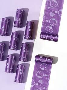 180/150/120/90/60/45/15 piezas Bolsas para excrementos de mascotas con aroma a fresa suave, bolsas gruesas para desechos de perros para uso en exteriores, bolsas a prueba de fugas para basura de gatos y perros, bolsas de basura para limpieza [1 rollo = 15 piezas] - Morado - Ver 5