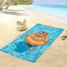 1pc Capybara Beach Towel - Soft, Absorbent, Lightweight, Quick-Drying Super Microfiber, Vivid Underwater Print, Perfect For Beach, Pool, Travel, Camping, Yoga, Shower, Sunbathing - Ideal Adult Gift And Holiday Gift, Beach - Multicolor - View 8