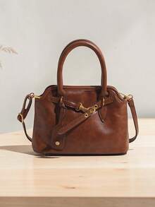 Fashionable Retro Versatile Clasp Shoulder Bag, Women's Shell Armpit Handbag, Vintage Inspired Daily Purse For Autumn Winter, 1 Piece - Brown Small - View 7