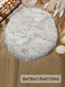 1pc Grey Long Plush Small Round Decorative Rug, Round Faux Fur Faux Sheepskin Carpet, Fluffy Machine Washable Small Rug, Suitable For Nail Table, Fluffy Carpet, Cosmetic Display Decoration Small Round, Various Photography Decoration, Home Decor Minimalist Ins Style Decorative Carpet, All Season Use - Black Tip - View 7