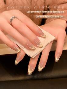 annies 0 Vernis à ongles gel œil de chat doré transparent, poudre magnétique fine, couleur riche, étincelante, longue tenue, gel UV à décollage facile pour nail art, 12ml 1 pièce/2 pièces - Multicolore - Voir 3