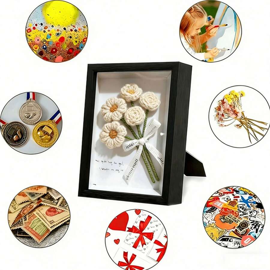 1pc 3cm Hollow 3D Photo Frame, DIY Shell, Seashell, Plant, Butterfly Specimen Frame, Preserved Flower, Dried Flower Decor, Tabletop Display, Suitable For Home Decor, Room Decor, Art Wall, Frame, Wall Decor, Gift - Multicolor - View 1