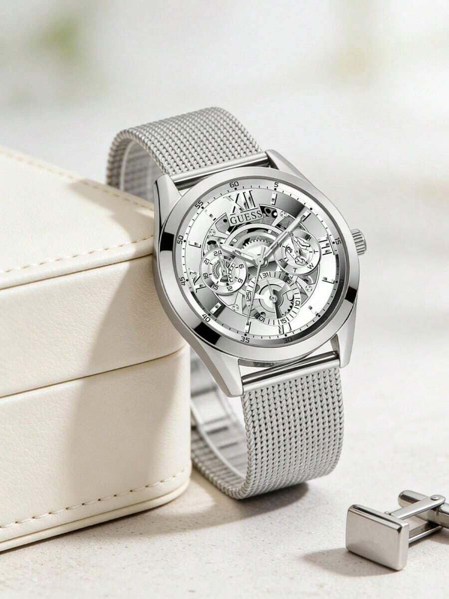 GUESS 不锈钢商务休闲必备腕表，GW0368G1 - 銀色 - 查看 1