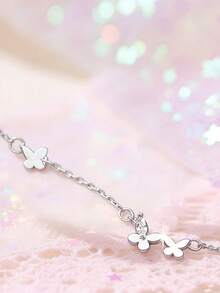 1pc S925 Sterling Silver Minimalist Butterfly Bracelet, Fashionable, Personalized, Sweet And Cute Nature-Inspired Design, Versatile For Daily Wear, Suitable Gift For Girls On Any Occasion - Butterfly - View 6