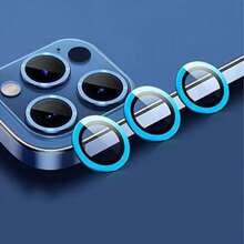 夜光相机镜头保护膜，兼容苹果 17 Pro Max、17 Pro、17 Air、17E、16E、16 Pro、16 Pro Max、15 Pro、15 Pro Max、14 Pro、14 Pro Max、14 Plus、13 Mini、12、11，防刮、防爆、防摔 - 藍色 - 查看 10