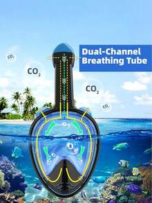 1pc Adult Full Face Snorkel Mask With Camera Mount, 180 Degree Panoramic View, Dry Top Snorkel, Anti-Fog, Anti-Leak Snorkeling Equipment, Beach Essentials, Beach Accessories, Pool Float - 白色粉紅色 - 查看 12