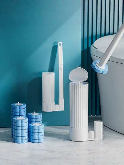 1 Set Replaceable Disposable Toilet Brush Cleaning Kit, Includes Replaceable Brush Heads Toilet Cleaning System With Storage Holder, Wall-Mounted Installation, Bathroom Decor Accessories For Cleaning Toilet, Sink, Bathroom Floor And Walls, Odor Eliminating Bathroom Tool, Bathtub, Toilet Accessories, Bathroom Supplies. Suitable As Housewarming Gift, Holiday Gift, Mother's Day Gift