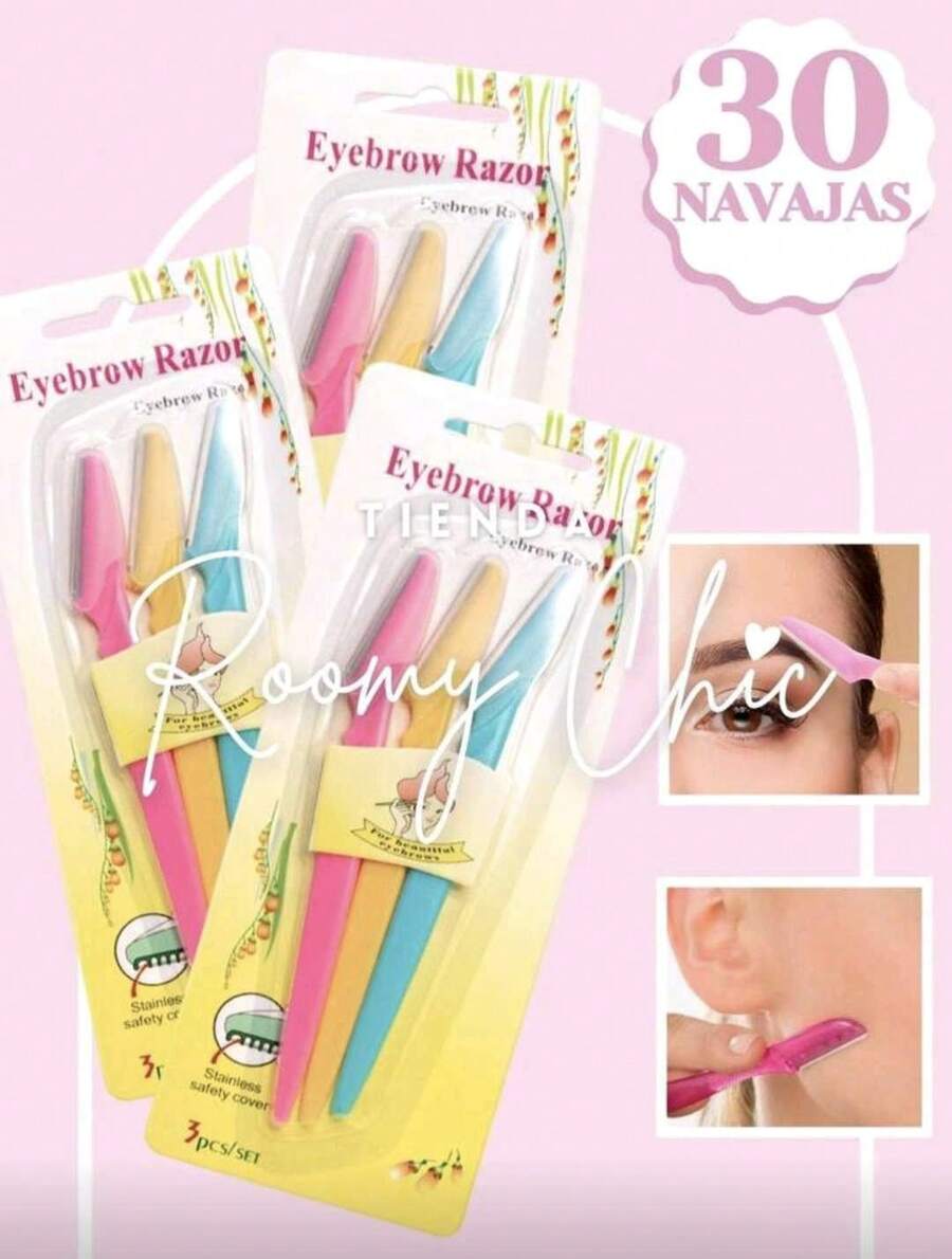 30 Disposable Stainless Steel Eyebrow Razors For Women And Men, Sharp Eyebrow Razors, Hair Removal Razors, Eyebrow Shaping Tools. - Multicolor - View 1