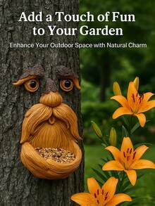 Outdoor Tree Face Wall Art - Resin Old Man Face Sculpture - Bird Feeder With Faces. Add Diversity To Your Yard And Garden. Handcraft, Resin Statue, Gardening, Outdoor Garden - Multiple Styles - View 10