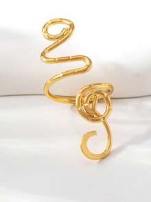 1pc Random Curved Copper Minimalist Adjustable Toe Ring, Suitable For Any Occasion And Holiday Wear - Gold - View 4