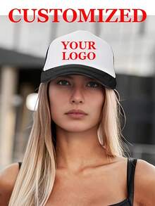 1顶可定制Logo网眼棒球帽 - 男女通用，四季皆宜，透气舒适，配有快拆式帽带，适合户外活动和促销活动，黑色帽身搭配白色撞色设计，促销帽 | 可定制Logo | 可调节尺寸，棒球帽，情人节、感恩节、新年等节日适用，无需电池 - 彩色 - 查看 4