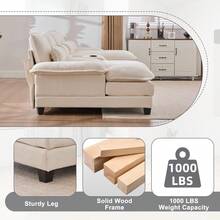 Modern Large 126.77" U-Shaped Chenille Cloud Sofa With 2 Recliners, Soft 4-Seat Modular Sectional Sofa Bed With Cushioned Pillows And Storage Table, Ergonomic Design, Durable Solid Wood Frame, Suitable For Living Room, Bedroom, Apartment(Beige) - Beige - View 6