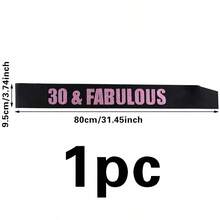1 chiếc khăn choàng sinh nhật "30 & Fabulous", được làm từ chất liệu vải cao cấp, bền và thời trang, nền đen với họa tiết in màu hồng "30 & Fabulous", hình dáng chéo giúp tăng thêm không khí lễ kỷ niệm sinh nhật lần thứ 30, phù hợp cho tiệc sinh nhật, họp mặt bạn gái, các sự kiện theo chủ đề. - dây đeo vai - Xem 6