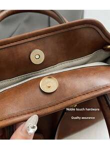 Fashionable Retro Versatile Clasp Shoulder Bag, Women's Shell Armpit Handbag, Vintage Inspired Daily Purse For Autumn Winter, 1 Piece - Brown Small - View 4