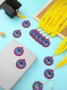 10pcs Preschool Children's Graduation Medals With Yellow Lanyards, 2 Inches, Suitable For Student Graduation Party Supplies - Multicolor - View 2