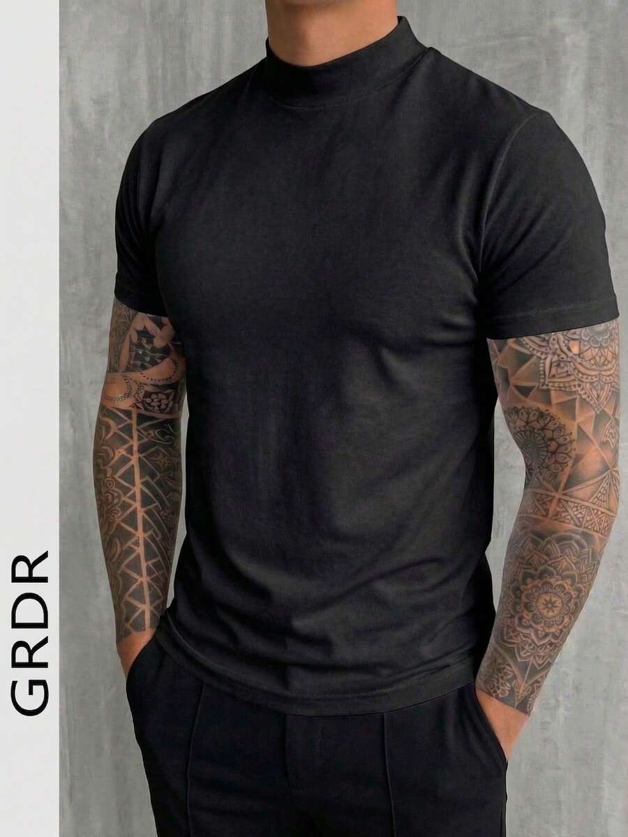 GRDR 男士时尚高领短袖T恤 | 精致设计 | 夏季必备 | 百搭易穿 | 展现你的风格