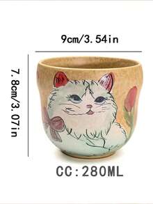 1 chiếc cốc cà phê latte bằng gốm sứ bán chạy nhất 280ml, cốc espresso cá nhân sáng tạo, cốc hình mèo dễ thương, lý tưởng cho lễ tốt nghiệp, họp mặt gia đình, các cặp đôi, bộ ấm trà Trung Quốc. - Nhiều màu - Xem 11