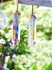 1pc Large Size Sun Catcher Crystal Prism, Large Crystal Sun Catcher Prism Suitable For Windows, Sunlight Catcher Prism Pendant, Sun Catcher Colorful Glass Window Hanging Decor, Maker Of Rainbows For Window, Room, Garden Decoration, Dreamy Aesthetic Home Decor, AB Crystal Rainbow Maker Garden Hanging Sunlight Catcher Decor - Multicolor - View 5