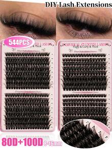 544件套DIY睫毛嫁接套装 | 10多种款式，含胶水、卸妆液和嫁接工具 - 包括假睫毛、胶水、卸妆液、镊子和刷子，专业人士和新手均可轻松上手，居家使用便捷，睫毛嫁接入门套装：睫毛、胶水、卸妆液和工具一应俱全，在家也能轻松打造专业级美睫效果 - 黑色 - 查看 3