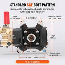 Bomba de hidrolavadora de 1" con eje horizontal y triple émbolo, 4200 PSI, 4,2 GPM - negro - Ver 4